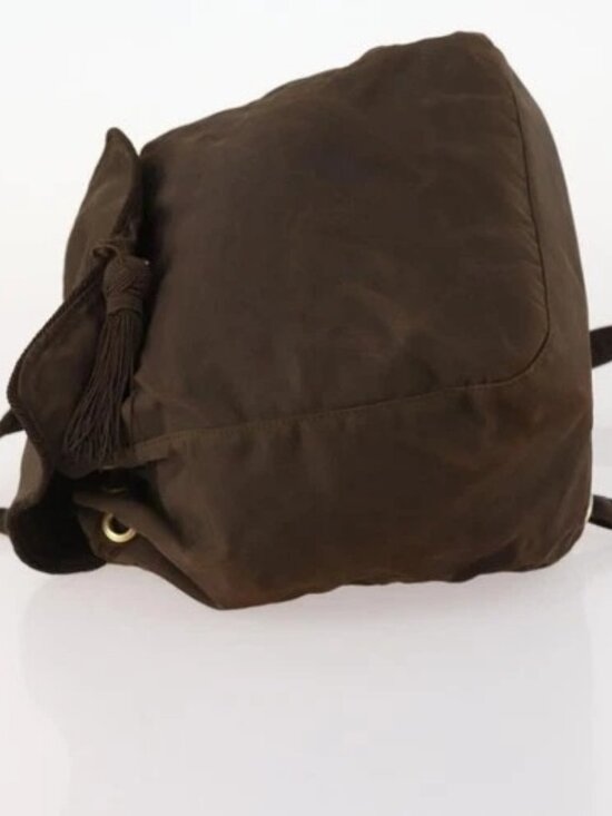 PRADA Backpack Nylon Brown Gold Auth bs33338 main image 12